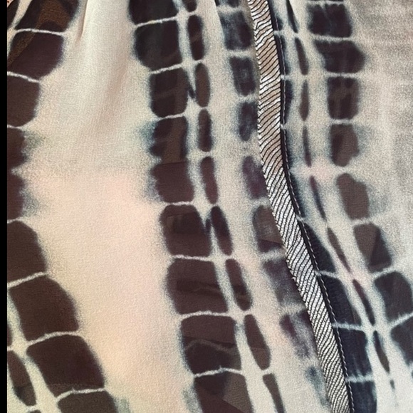 Burning Torch Upcycled Silk Blouse in Tie Dye Indigo on light Gray mesh detail - Picture 15 of 16